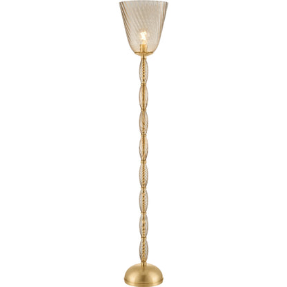 Bleecker Floor Lamp by Hudson Valley in aged brass. Made from glass in a unique style.