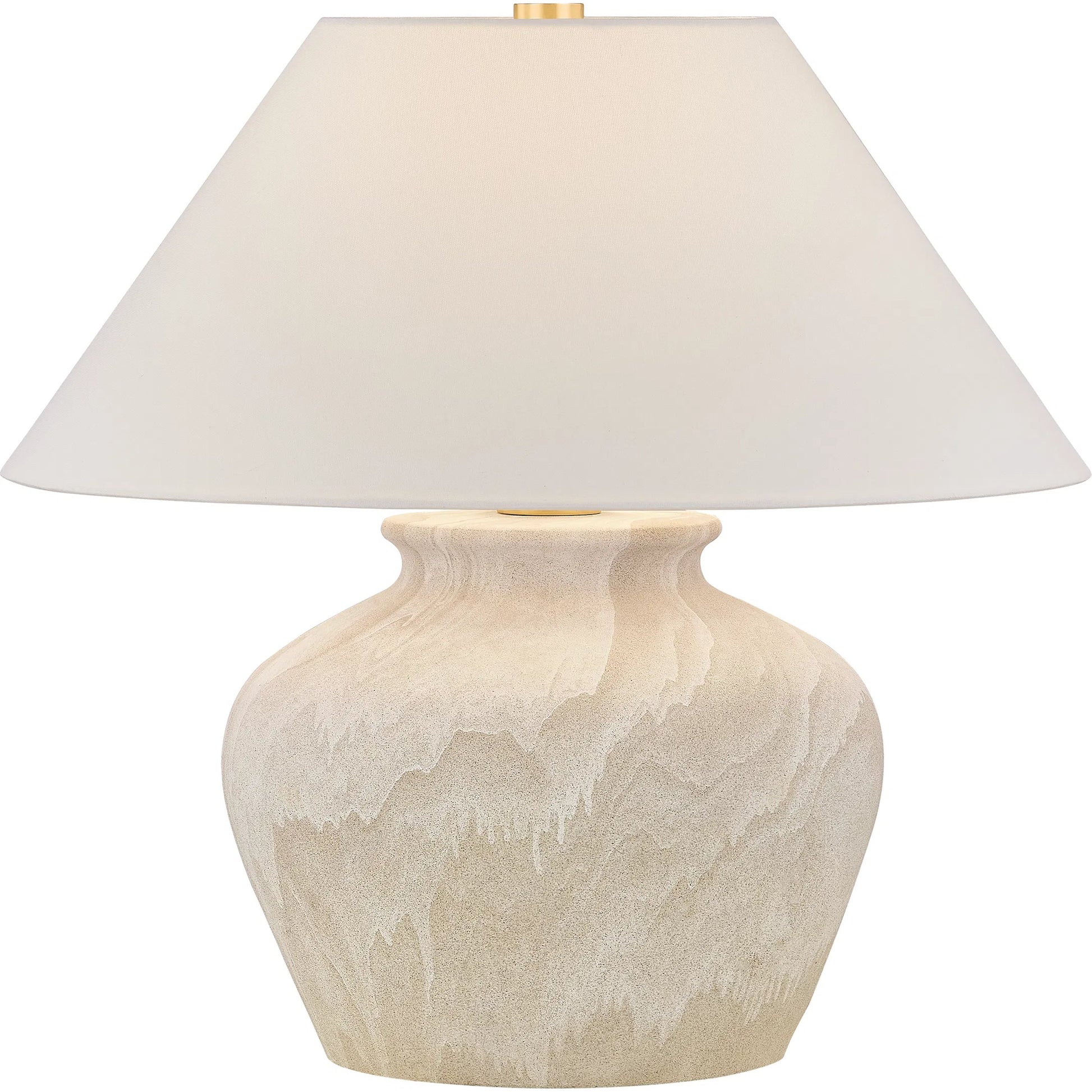 Allards Table Lamp by Hudson Valley in aged brass, ceramic watercolor sand. Made from ceramic in a unique style.