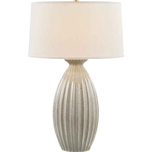 001 SI-2544194 | Primary Silo | Box Elder Table Lamp by Hudson Valley in aged brass, ceramic taupe velvet. Made from ceramic in a unique style.