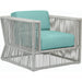 Miami Outdoor Club Chair by Sunset West in frost. Made from olefin rope in a coastal style.
