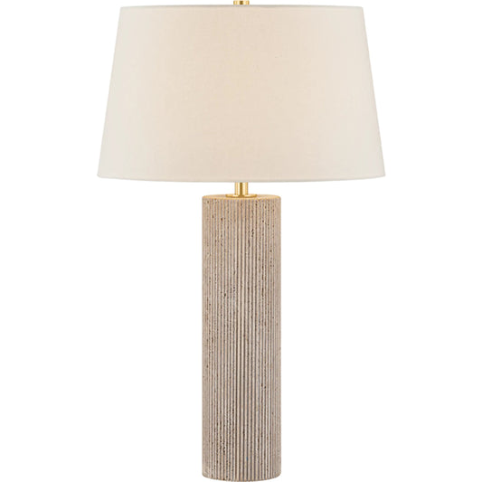 Highland Mills Table Lamp by Hudson Valley in aged brass. Made from ceramic in a unique style.