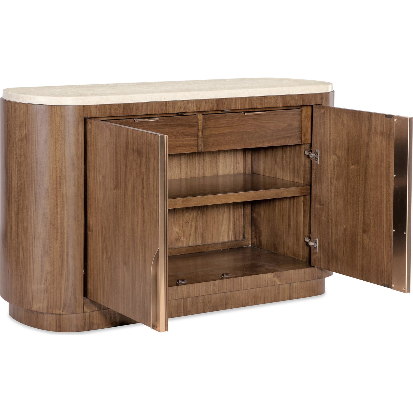 003 SI-2458570 | Additional Silo | Eleana Server by Hooker Furniture in light caramel, quartered walnut veneers, marble. Made from walnut veneers, marble in a modern style.