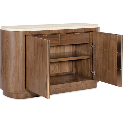 Eleana Server by Hooker Furniture in light caramel, quartered walnut veneers, marble. Made from walnut veneers, marble in a modern style.