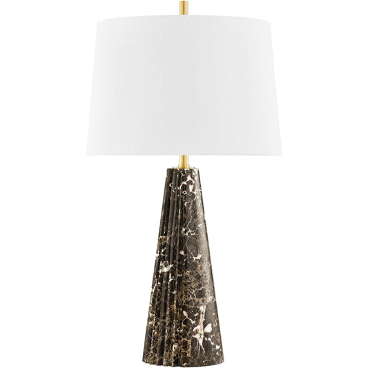 Fanny Table Lamp by Hudson Valley in aged brass. Made from natural stone in a unique style.