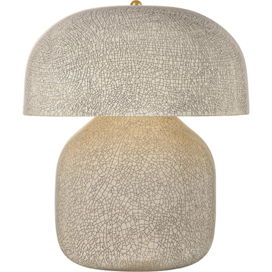 Leetown Table Lamp by Hudson Valley in aged brass, ceramic inked crackle. Made from ceramic in a unique style.