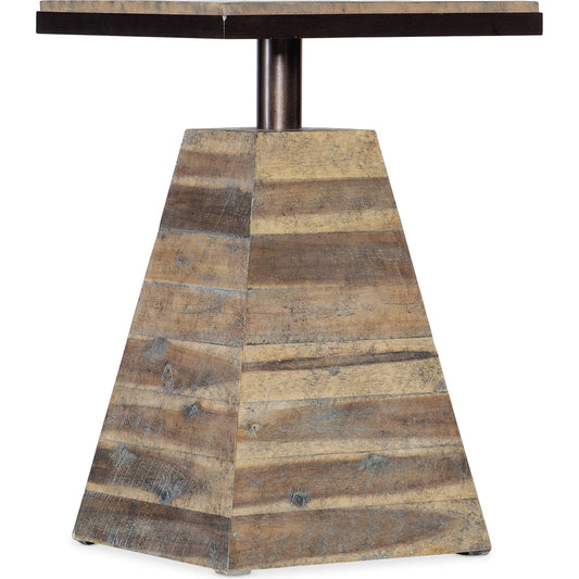 St. Armand Drink Table by Hooker Furniture in natural. Made from acacia solids with round metal tube, metal sheet in a unique style.