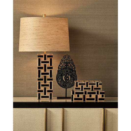 Aarna Table Lamp by Currey and Company. Made from wood, engineered hardwood, composite in a modern style.
