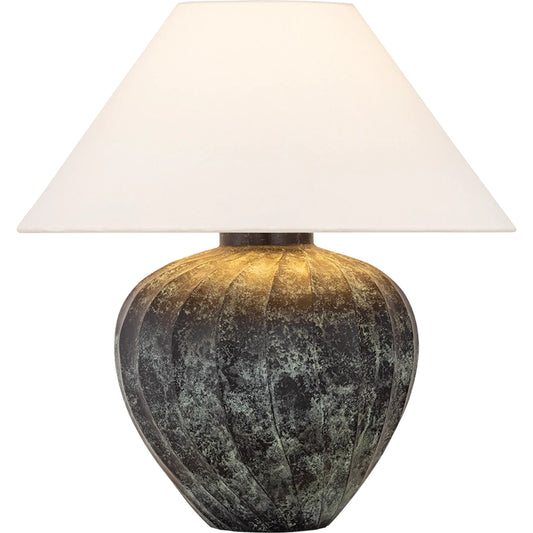Arlin Table Lamp by Hudson Valley in patina brass. Made from ceramic in a unique style.
