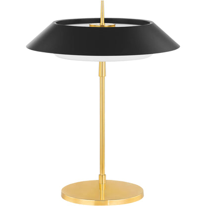 Westport Table Lamp by Hudson Valley in aged brass, soft black. Made from steel in a modern style.