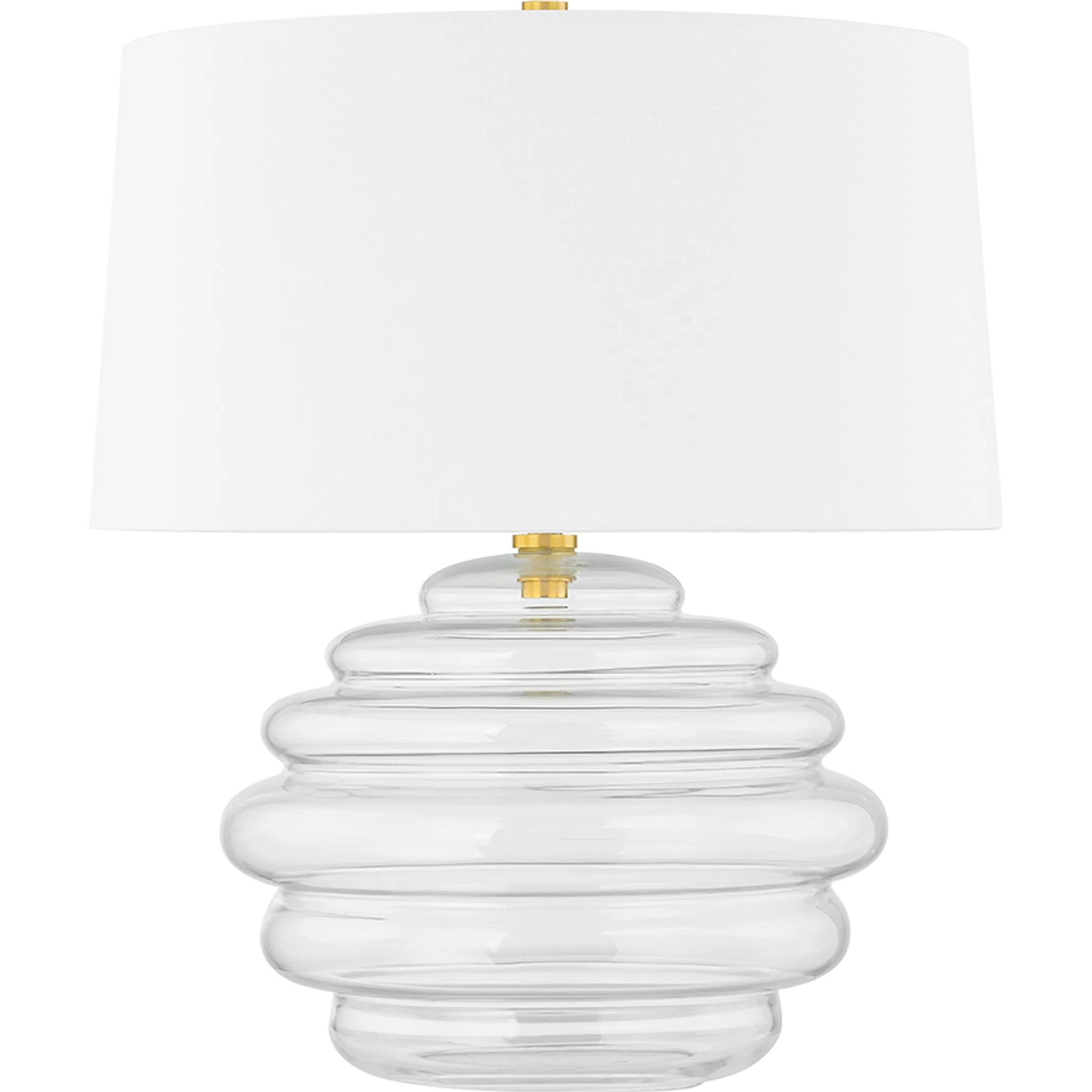 Oshawa Table Lamp by Hudson Valley in aged brass. Made from glass in a modern style.