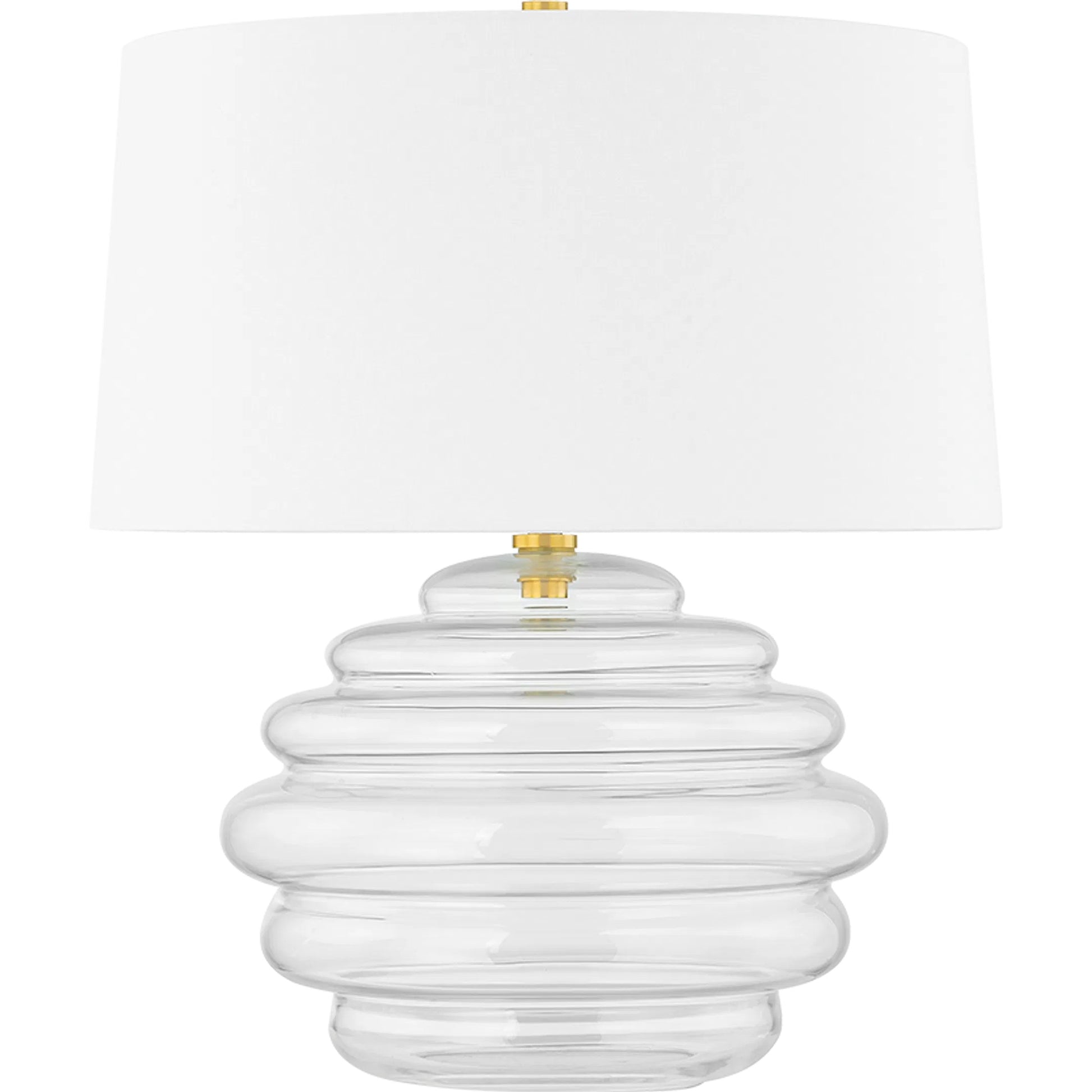 Oshawa Table Lamp by Hudson Valley in aged brass. Made from glass in a modern style.