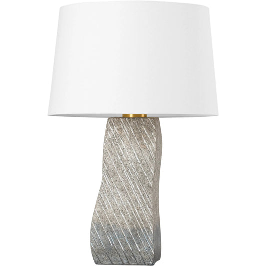 Raiden Table Lamp by Hudson Valley in aged brass, ceramic windswept white. Made from ceramic in a unique style.