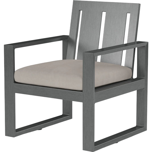 Redondo Outdoor Dining Chair by Sunset West in grays. Made from aluminum in a modern style.