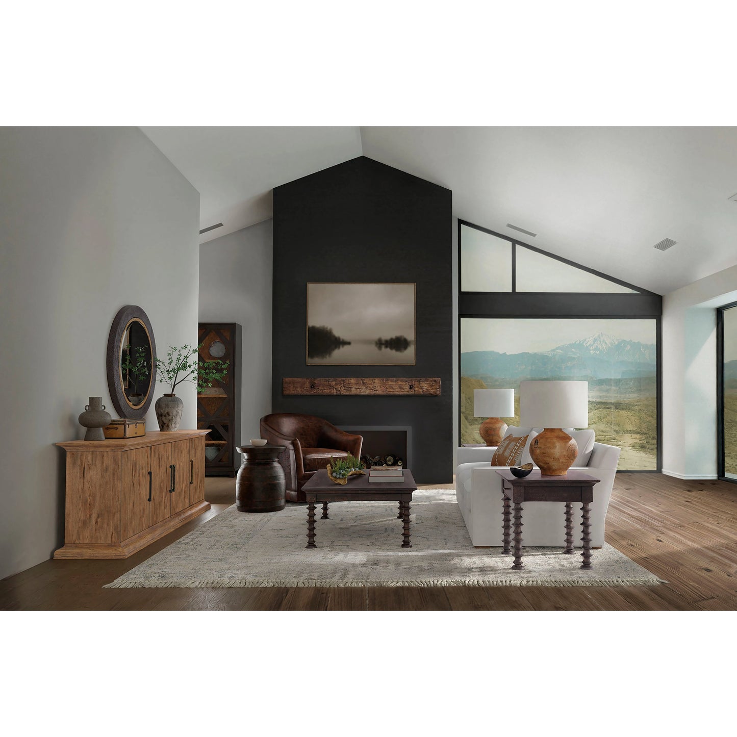 004 SI-1959540 | Lifestyle | Big Sky Urn Spot Table by Hooker Furniture in distressed black. Made from resin in a modern style.