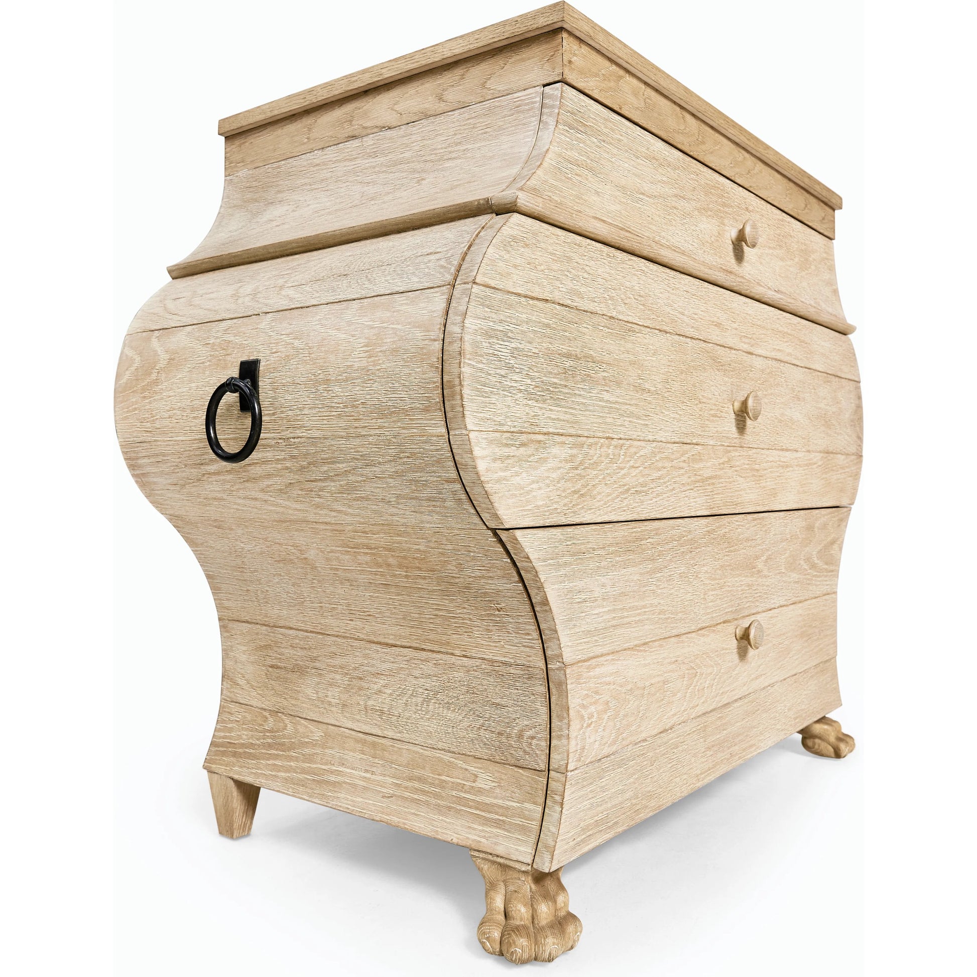 Gatcombe Bombe Chest by Jonathan Charles in light brown and whitewashed acacia. Made from acacia in a modern style.