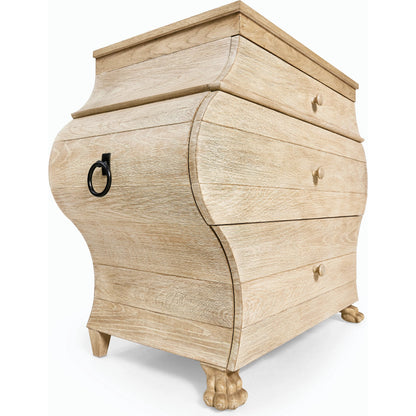 Gatcombe Bombe Chest by Jonathan Charles in light brown and whitewashed acacia. Made from acacia in a modern style.