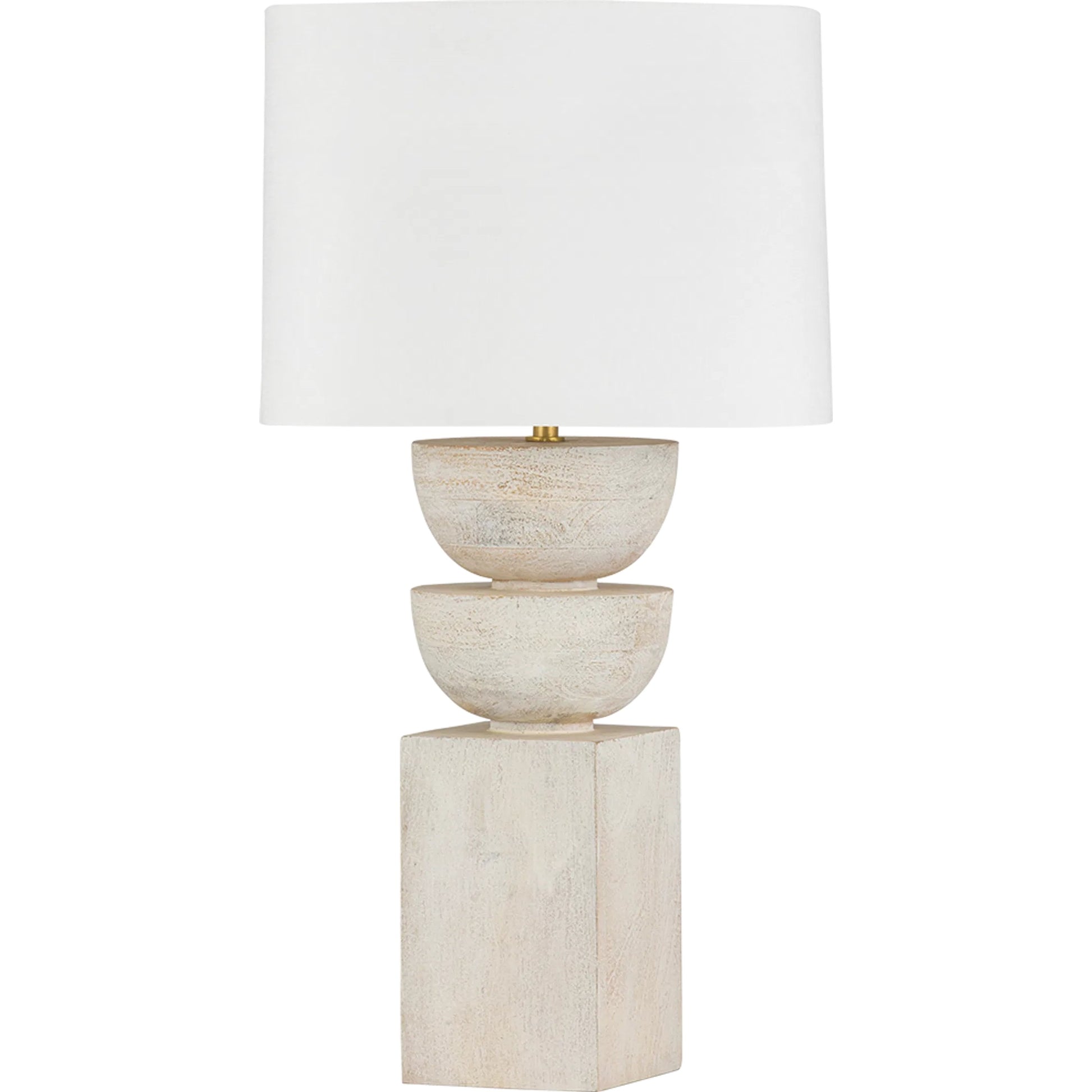 Gardiner Table Lamp by Hudson Valley in aged brass. Made from wood in a unique style.