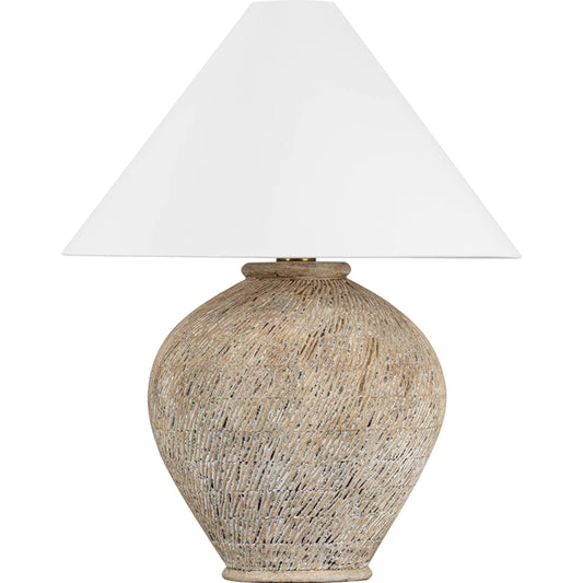 Rumbrook Table Lamp by Hudson Valley in aged brass, ceramic ancient texture. Made from ceramic in a unique style.