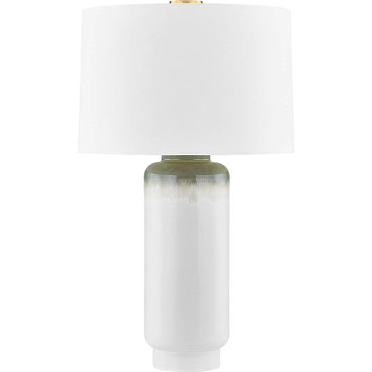 Stafford Table Lamp by Hudson Valley in aged brass, ceramic meadow ombre. Made from ceramic in a unique style.