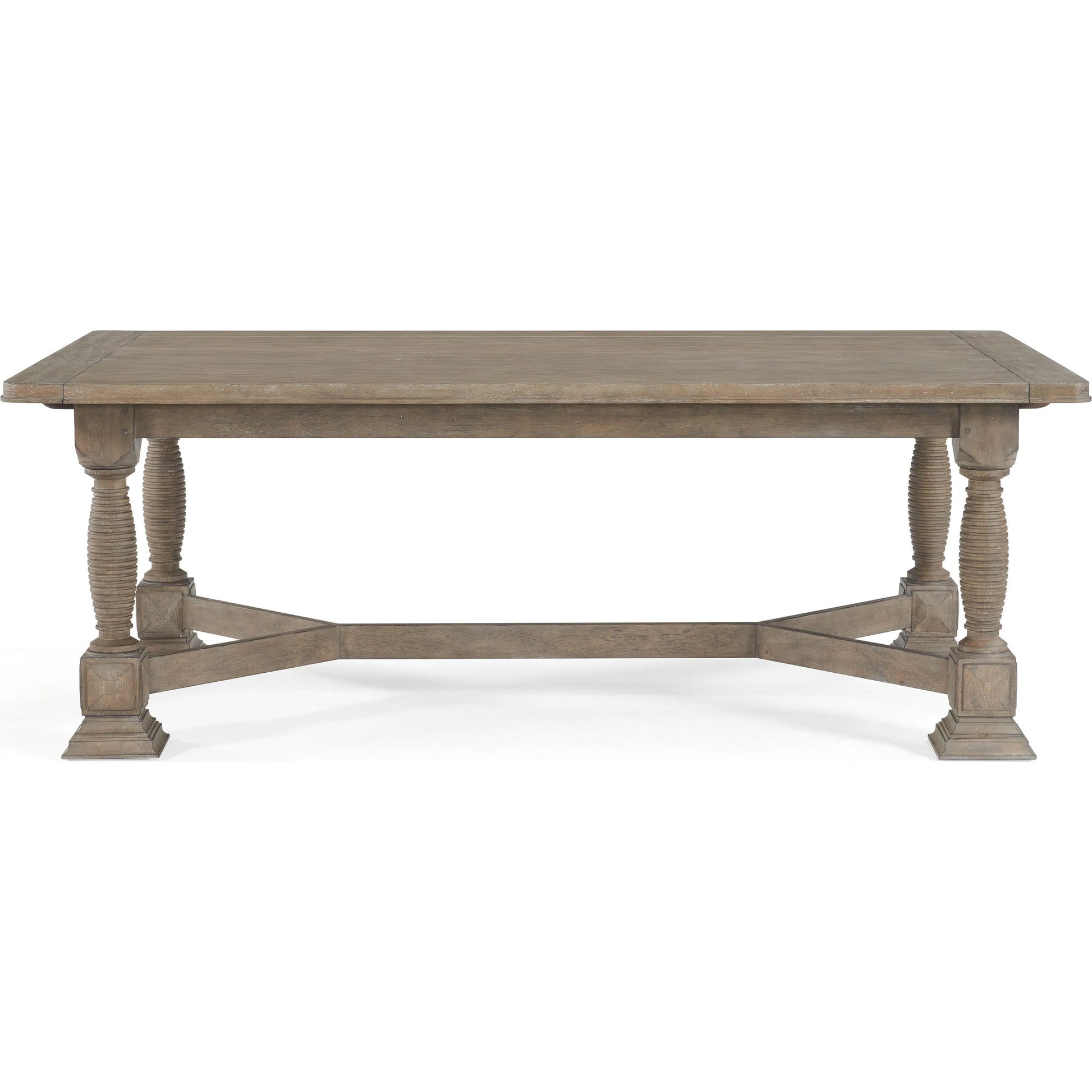 Reforma Trestle Dining Table by A.R.T. Furniture in tapenade. Made from parawood solids, random match flaky oak veneers in a traditional style.