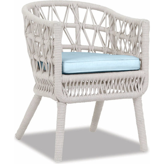 Dana Outdoor Rope Dining Chair in Linen by Sunset West in whites/creams/beiges. Made from olefin rope in a coastal style.