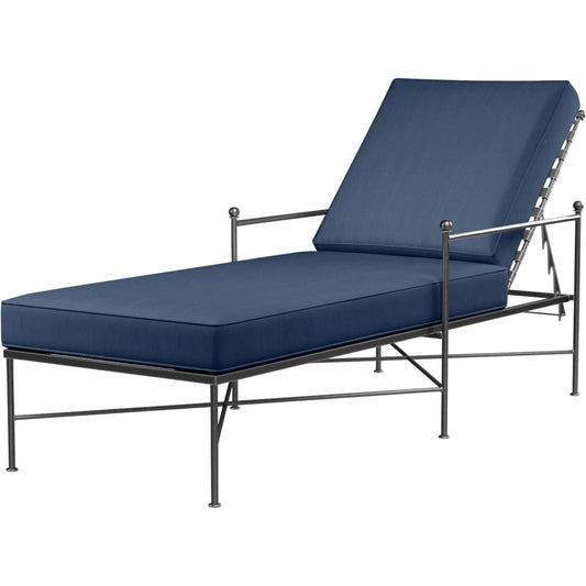 Provence Outdoor Chaise Lounge by Sunset West. Made from wrought iron in a modern style.