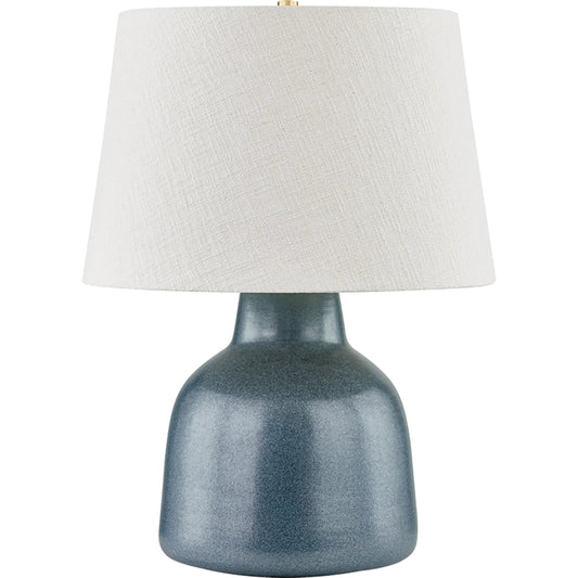 Ridgefield Table Lamp by Hudson Valley in aged brass, ceramic textured navy. Made from ceramic in a unique style.