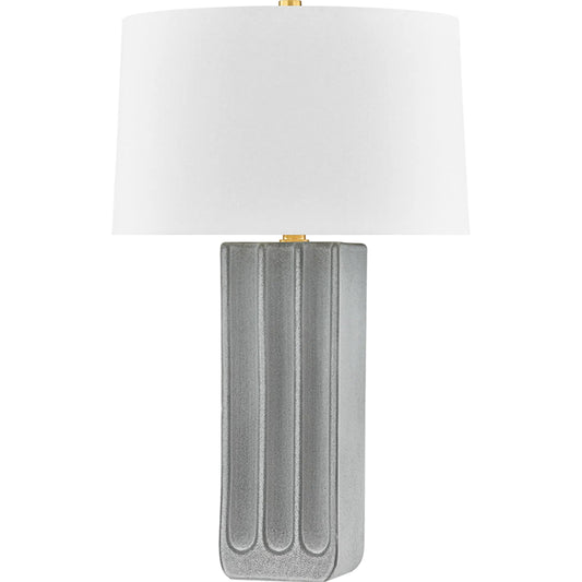 Elmer Table Lamp by Hudson Valley in aged brass, ceramic granite. Made from ceramic in a unique style.