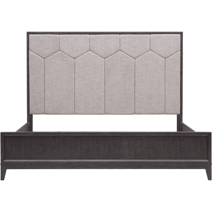 Quincy Upholstered Bed by Pulaski Furniture in molasses. Made from ash wood veneers in a unique style.