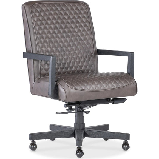 Shadow Executive Swivel Tilt Chair by Hooker Furniture in brown and dark gray. Made from unique in a unique style.