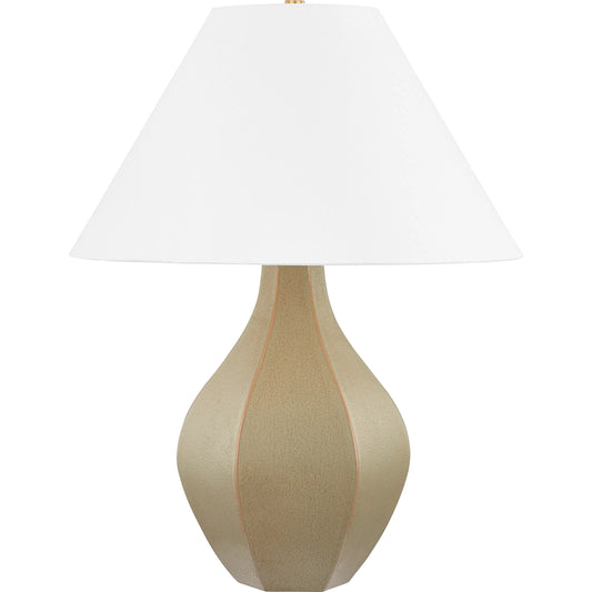 Abescon Table Lamp by Hudson Valley in aged brass, ceramic cocoon. Made from ceramic in a unique style.