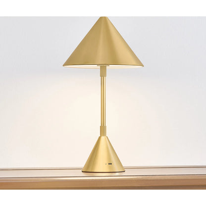 Salma Rechargeable Table Lamp by Hudson Valley in aged brass. Made from steel in a transitional style.