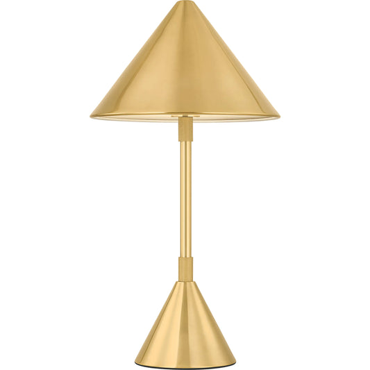 Salma Rechargeable Table Lamp by Hudson Valley in aged brass. Made from steel in a transitional style.