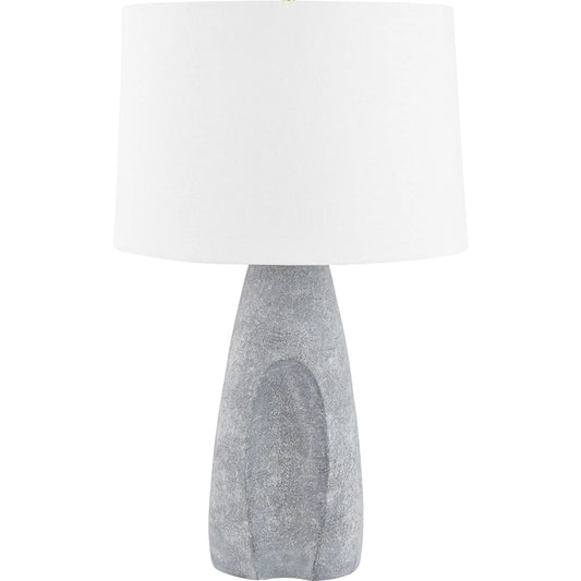 Hackensack Table Lamp by Hudson Valley in gray, white and aged brass, ceramic stonewash. Made from ceramic in a unique style.