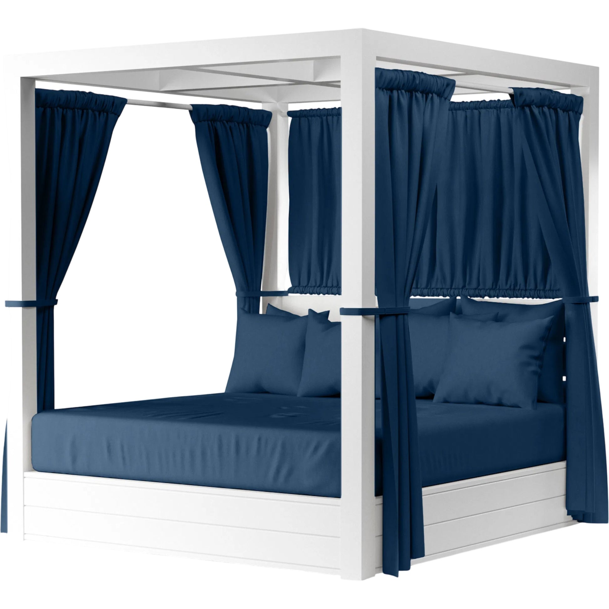 Newport Outdoor Resort King Daybed by Sunset West in whites/creams/beiges. Made from aluminum in a modern style.