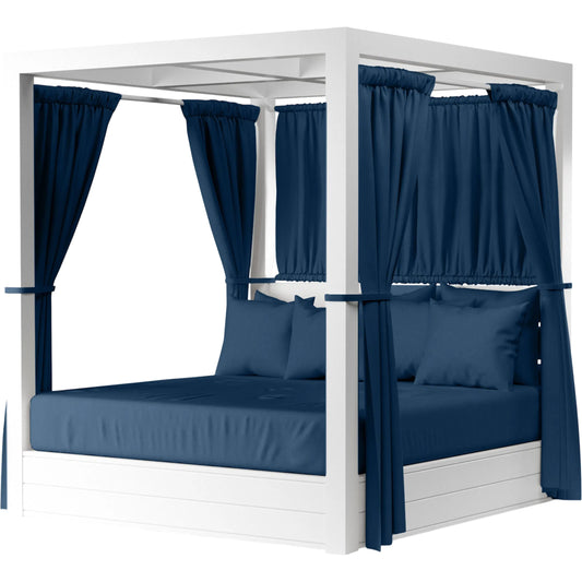 Newport Outdoor Resort King Daybed by Sunset West in whites/creams/beiges. Made from aluminum in a modern style.