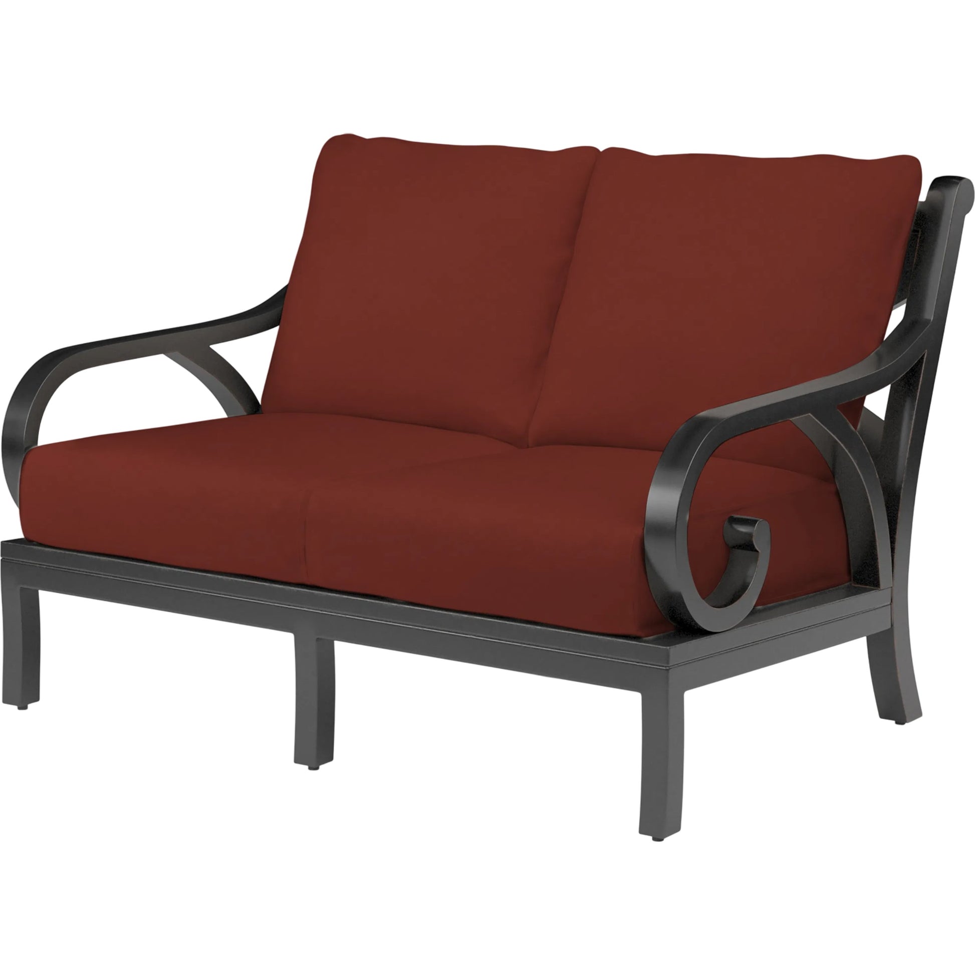 Monterey Outdoor Loveseat by Sunset West in browns. Made from aluminum in a cottage & farmhouse style.
