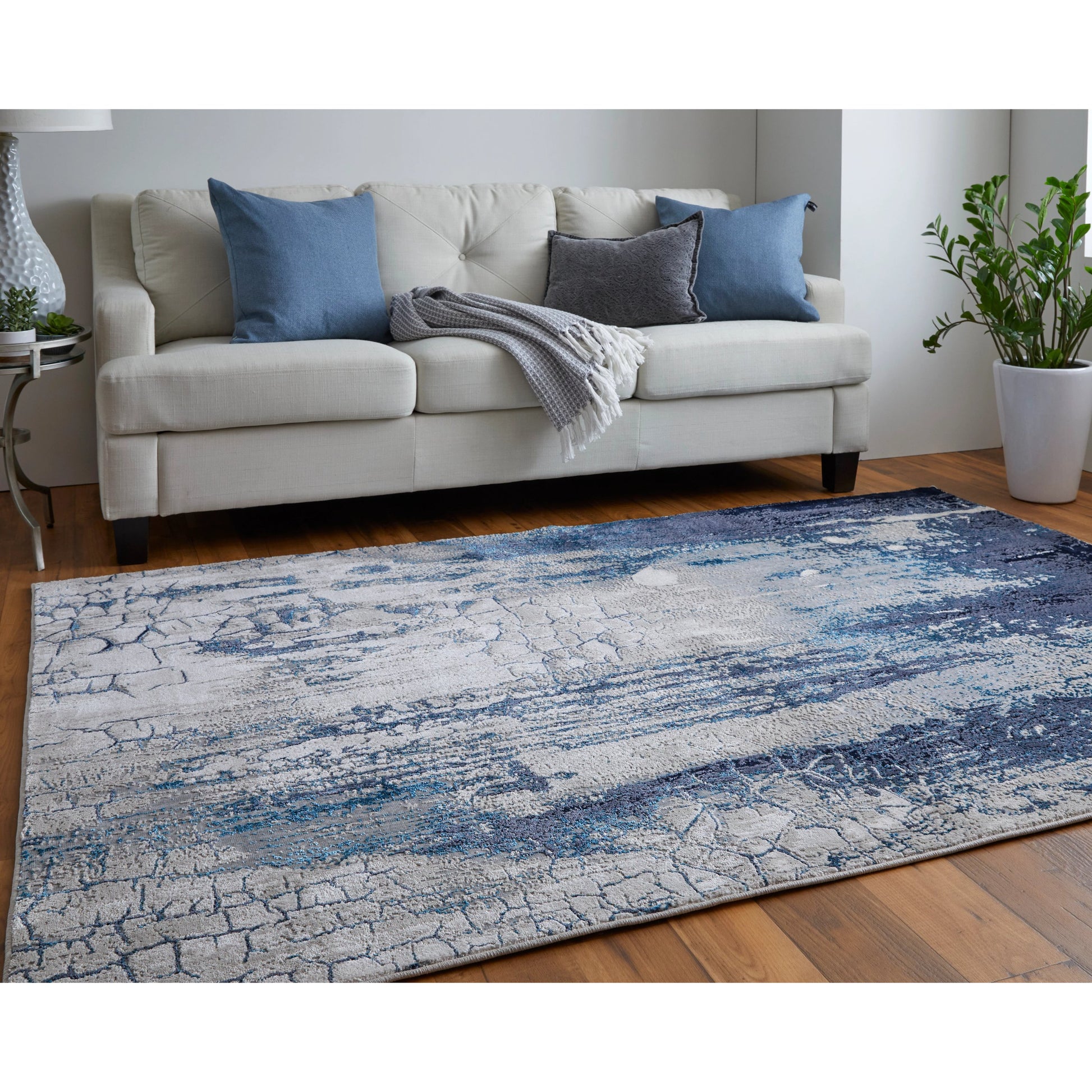 Indio Rug - 39H2F by Feizy in ivory, blue, black. Made from unique in a unique style.