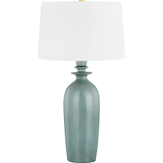 Bellmawr Table Lamp by Hudson Valley in aged brass, ceramic reactive palladian. Made from ceramic in a eclectic & global style.