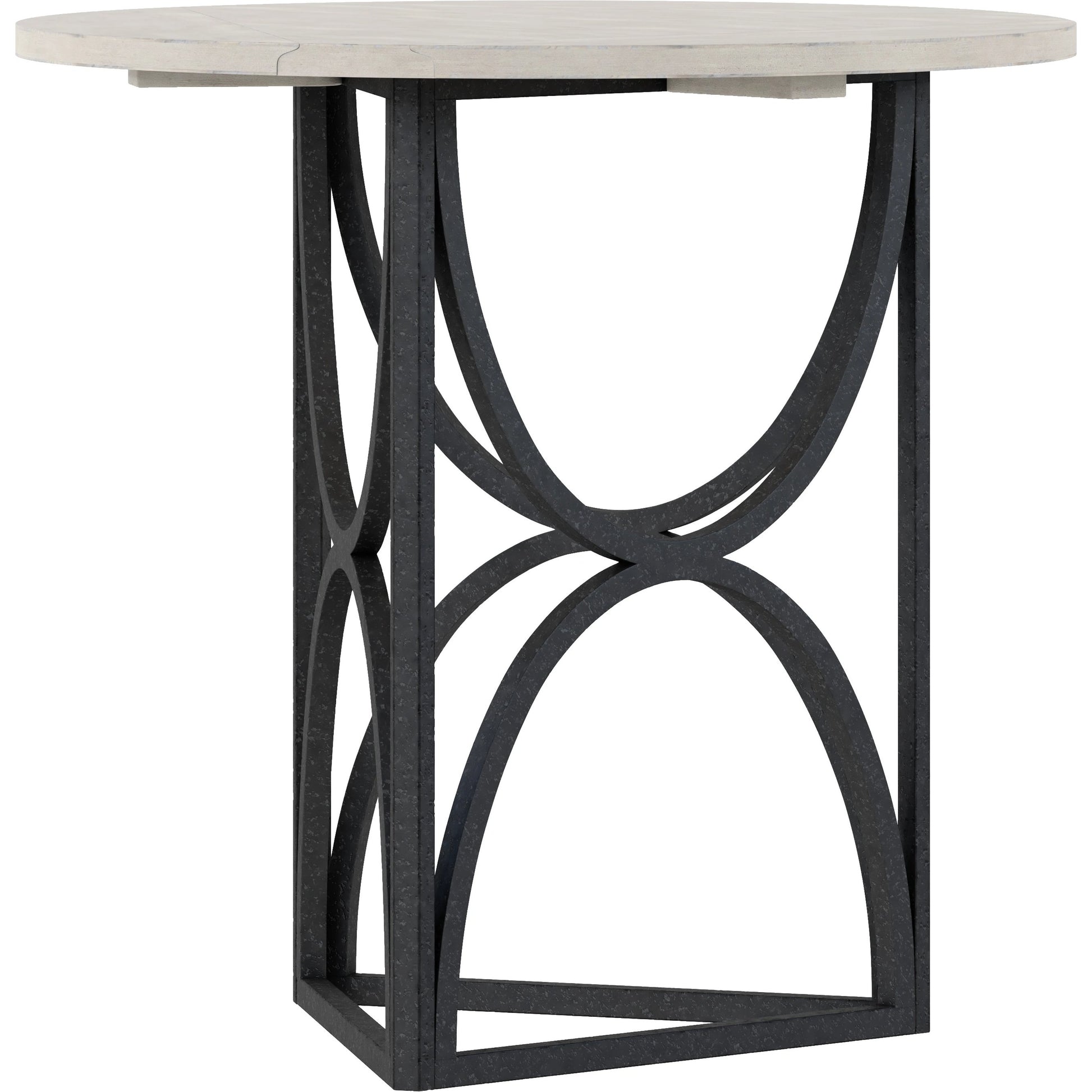 Alcove Chairside Table by A.R.T. Furniture in belgian ivory, burnished brass. Made from acacia solids, maple veneers, iron in a modern style.