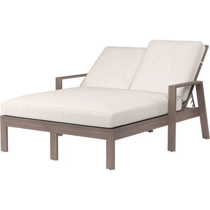 Laguna Outdoor Double Chaise Lounge by Sunset West in browns. Made from aluminum in a modern style.