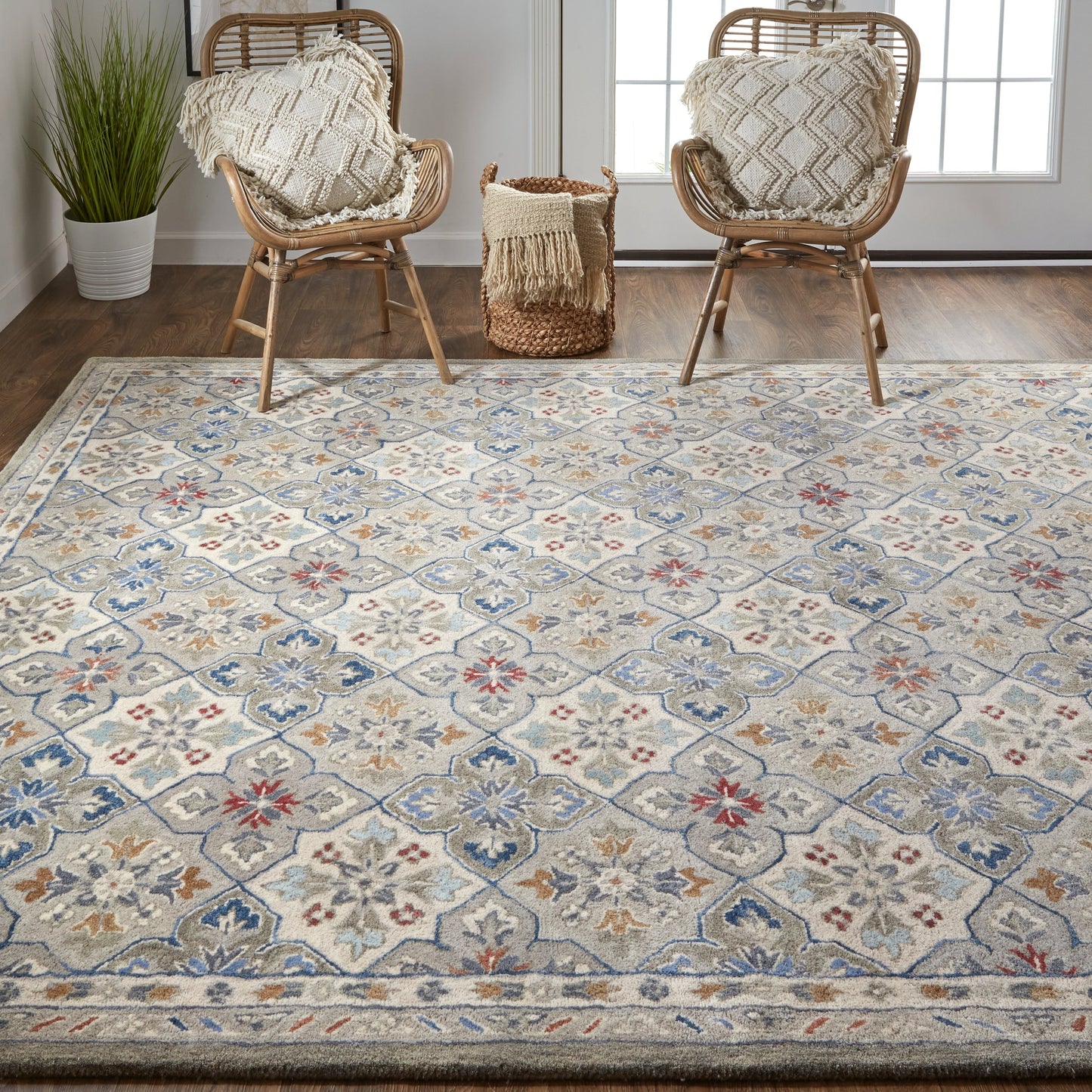 014 SI-1830599,SI-1830600,SI-1830601,SI-1830602,SI-1830603,SI-1830604 | Lifestyle | Rylan Transitional & Botanical Rug - 8638F by Feizy in taupe, ivory, red. Made from wool in a unique style.