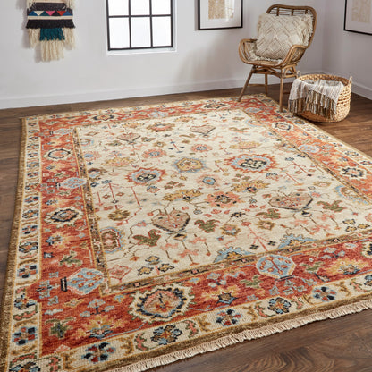 Carrington Traditional Oriental Rug - 6805F by Feizy in ivory, red, blue. Made from wool in a unique style.
