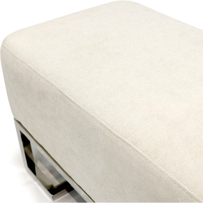 Luxe Ottoman by Pasargad Home in chrome. Made from unique in a modern style.