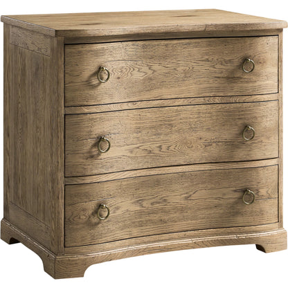 Echo Canyon Three Drawer Nightstand by Jonathan Charles in faded oak. Made from main oak in a unique style.