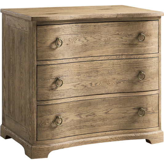 Echo Canyon Three Drawer Nightstand by Jonathan Charles in faded oak. Made from main oak in a unique style.
