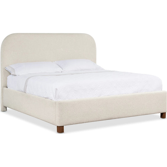 Commerce and Market Bridget Upholstered Bed by Hooker Furniture in beige and dark wood. Made from unique in a transitional style.