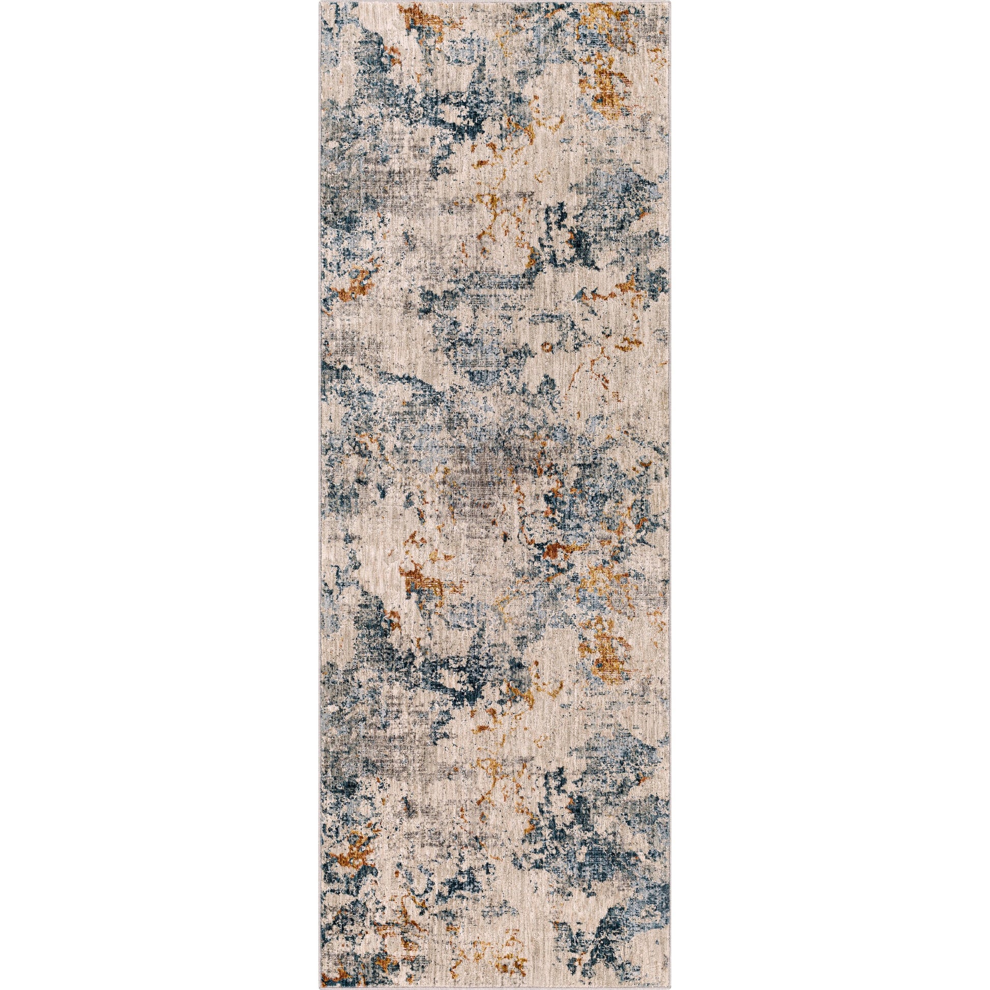 Laila Rug by Livabliss in teal, dusty sage, rust, mustard, gray, light gray. Made from 100% polyester in a modern style.