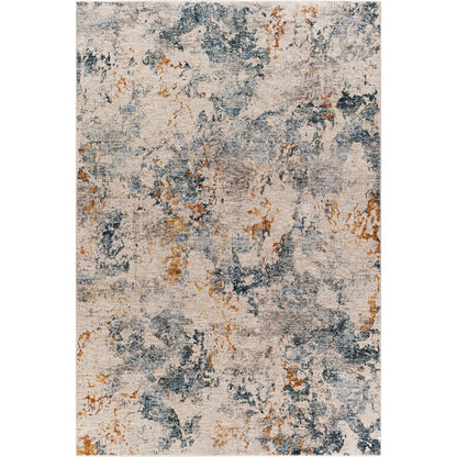 Laila Rug by Livabliss in teal, dusty sage, rust, mustard, gray, light gray. Made from 100% polyester in a modern style.
