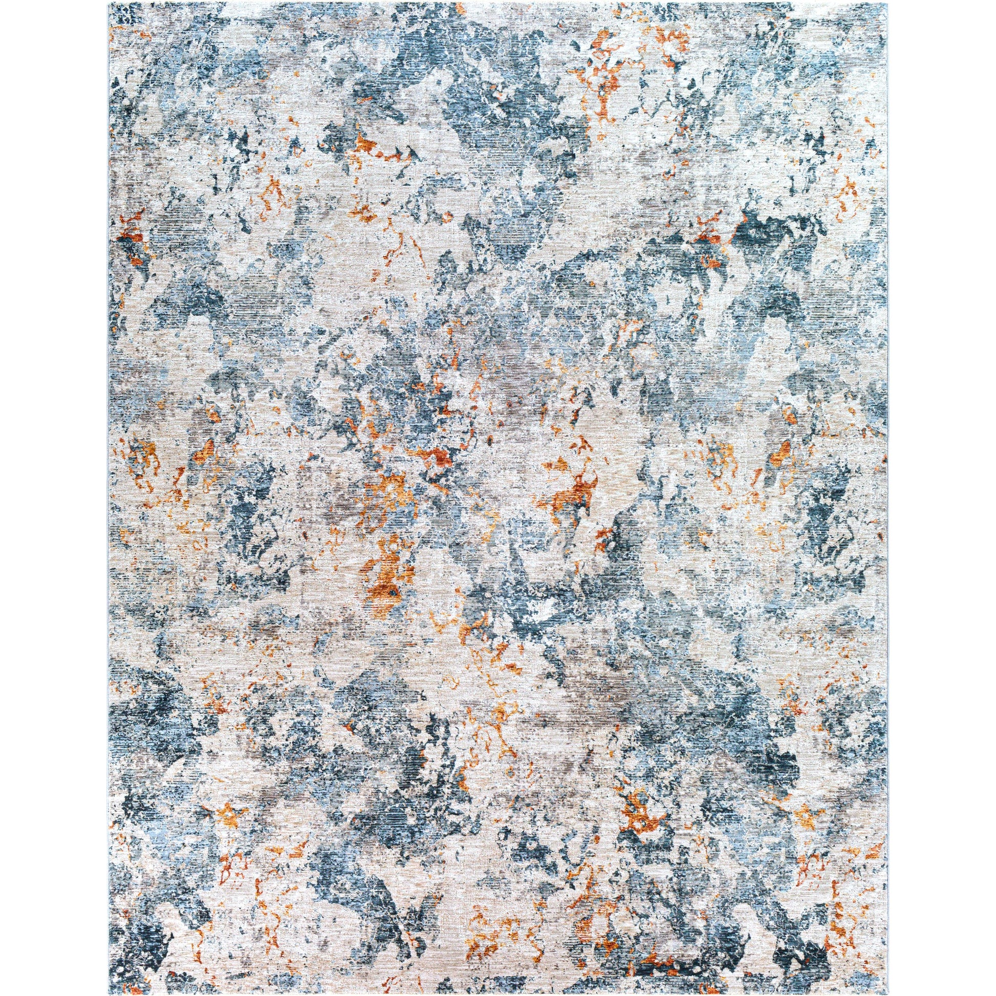 Laila Rug by Livabliss in teal, dusty sage, rust, mustard, gray, light gray. Made from 100% polyester in a modern style.